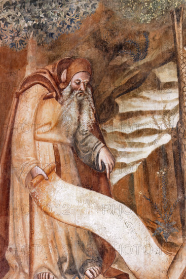 Pisa, Camposanto monumentale: ”Trionfo della Morte”, particolare degli affreschi di Buonamico Buffalmacco, 1336/1341. Dettaglio con  descrizione della vita eremitica.

[ENG]
Pisa, Monumental Cemetery: "Triumph of Death," detail of the frescoes by Buonamico Buffalmacco, 1336/1341. Detail with description of the hermit life.
Camposanto Monumentale, Pisa (PI), Toscana - Tuscany, Italia - Italy