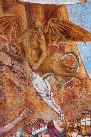 Pisa, Camposanto monumentale: ”Trionfo della Morte”, particolare degli affreschi di Buonamico Buffalmacco, 1336/1341. Dettaglio con diavolo che afferra l’anima di un morto appestato. 

[ENG]
Pisa, Monumental Cemetery: "Triumph of Death," detail of the frescoes by Buonamico Buffalmacco, 1336/1341.Detail with devil grabbing the soul of a plague victim.
Camposanto Monumentale, Pisa (PI), Toscana - Tuscany, Italia - Italy