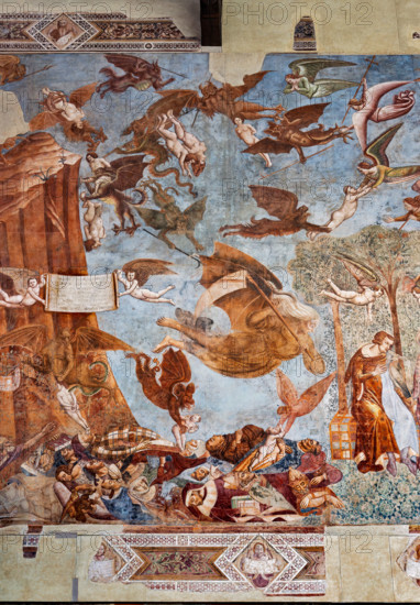 Pisa, Camposanto monumentale: ”Trionfo della Morte”, particolare degli affreschi di Buonamico Buffalmacco, 1336/1341. Dettaglio con anime di morti di peste afferrate da diavoli e la morte raffigurata con la falce.

[ENG]
Pisa, Monumental Cemetery: "Triumph of Death," detail of the frescoes by Buonamico Buffalmacco, 1336/1341. Detail of souls of plague victims seized by devils and death portrayed with the scythe.
Camposanto Monumentale, Pisa (PI), Toscana - Tuscany, Italia - Italy