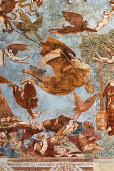 Pisa, Camposanto monumentale: ”Trionfo della Morte”, particolare degli affreschi di Buonamico Buffalmacco, 1336/1341. Dettaglio con anime di morti di peste afferrate da diavoli e la morte raffigurata con la falce.

[ENG]
Pisa, Monumental Cemetery: "Triumph of Death," detail of the frescoes by Buonamico Buffalmacco, 1336/1341. Detail of souls of plague victims seized by devils and death portrayed with the scythe.
Camposanto Monumentale, Pisa (PI), Toscana - Tuscany, Italia - Italy