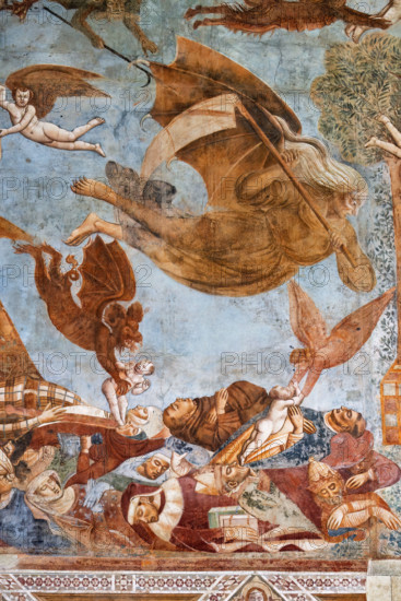 Pisa, Camposanto monumentale: ”Trionfo della Morte”, particolare degli affreschi di Buonamico Buffalmacco, 1336/1341. Dettaglio con anime di morti di peste afferrate da diavoli e la morte raffigurata con la falce.

[ENG]
Pisa, Monumental Cemetery: "Triumph of Death," detail of the frescoes by Buonamico Buffalmacco, 1336/1341. Detail of souls of plague victims seized by devils and death portrayed with the scythe.
Camposanto Monumentale, Pisa (PI), Toscana - Tuscany, Italia - Italy