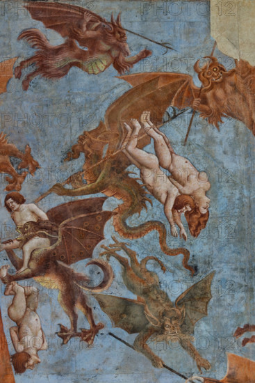 Pisa, Monumental Cemetery: "Triumph of Death," detail of the frescoes by Buonamico Buffalmacco, 1336/1341. Detail with the battle between angels and bat demons for the souls of the deceased.
Camposanto Monumentale, Pisa (PI), Toscana - Tuscany, Italia - Italy