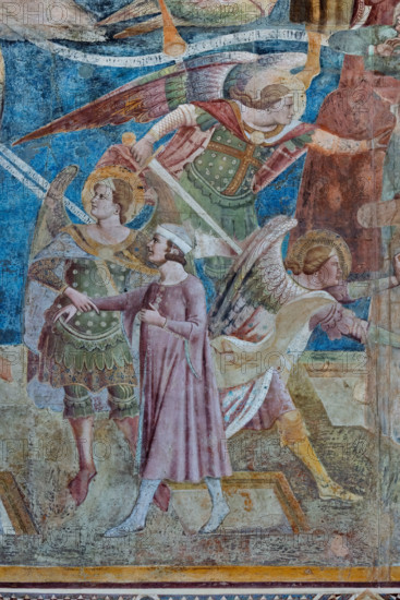 Pisa, Camposanto monumentale:
“Giudizio Universale”.  Affreschi di Buonamico Buffalmacco, 1336/1341.
Particolare con arcangeli incaricati di smistare correttamente le anime; tra loro un arcangelo presenta a San Michele Arcangelo un eletto, erroneamente uscito da terra nella zona dei dannati.

[ENG]
Pisa, Monumental Cemetery: "The Last Judgement”. Frescoes by Buonamico Buffalmacco, 1336/1341.
Detail with archangels charged with correctly sorting souls; among them, an archangel presents to St. Michael the Archangel a chosen one, who mistakenly emerged from the earth into the area of ??the damned.
Camposanto Monumentale, Pisa (PI), Toscana - Tuscany, Italia - Italy