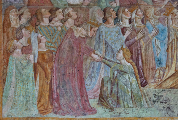 Pisa, Camposanto monumentale:
“Giudizio Universale”.  Affreschi di Buonamico Buffalmacco, 1336/1341.
Particolare con un gruppo di giuste ed elette.

[ENG]
Pisa, Monumental Cemetery: "The Last Judgement”. Frescoes by Buonamico Buffalmacco, 1336/1341.
Detail with a group of the righteous and the elect women.
Camposanto Monumentale, Pisa (PI), Toscana - Tuscany, Italia - Italy