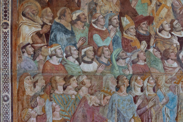 Pisa, Camposanto monumentale:
“Giudizio Universale”.  Affreschi di Buonamico Buffalmacco, 1336/1341.
Particolare con un gruppo di giusti ed eletti.

[ENG]
Pisa, Monumental Cemetery: "The Last Judgement”. Frescoes by Buonamico Buffalmacco, 1336/1341.
Detail with a group of the righteous and the elect.
Camposanto Monumentale, Pisa (PI), Toscana - Tuscany, Italia - Italy