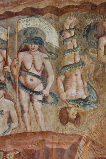 Pisa, Monumental Cemetery: “Hell”. Frescoes by Buonamico Buffalmacco, 1336/1341.
Detail showing the circle of simponiacs.
Camposanto Monumentale, Pisa (PI), Toscana - Tuscany, Italia - Italy