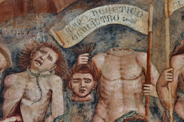 Pisa, Monumental Cemetery: “Hell”. Frescoes by Buonamico Buffalmacco, 1336/1341.
Detail showing the circle of soothsayers and idolaters.
Camposanto Monumentale, Pisa (PI), Toscana - Tuscany, Italia - Italy