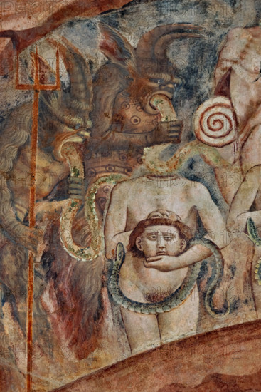 Pisa, Monumental Cemetery: “Hell”. Frescoes by Buonamico Buffalmacco, 1336/1341.
Detail showing the circle of soothsayers and idolaters.
Camposanto Monumentale, Pisa (PI), Toscana - Tuscany, Italia - Italy