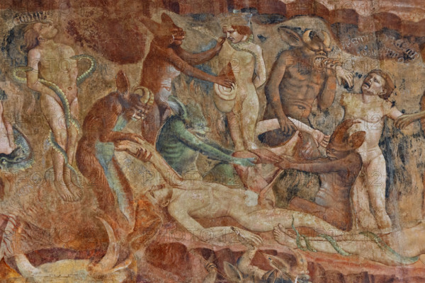 Pisa, Monumental Cemetery: “Hell”. Frescoes by Buonamico Buffalmacco, 1336/1341.
Detail with the circle of schismatics and excommunicated.
Camposanto Monumentale, Pisa (PI), Toscana - Tuscany, Italia - Italy