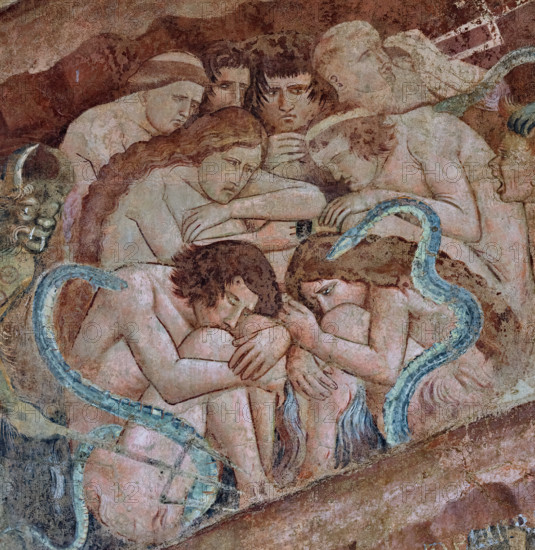 Pisa, Monumental Cemetery: “Hell”. Frescoes by Buonamico Buffalmacco, 1336/1341.
Detail with the circle of the slothful, inert under the devil's urges.
Camposanto Monumentale, Pisa (PI), Toscana - Tuscany, Italia - Italy