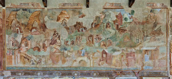 Pisa, Camposanto Monumentale: “Tebaide”,
storie degli Eremiti e dei Santi Padri ispirate alla “Vitae Patrum” del canonico domenicano Cavalca. Affresco su più livelli in orizzontale e verticale con episodi incastrati l'uno all'altro: S.Paolo (primo eremita) incontra Sant'Antonio, Sant'Antonio caccia il demonio, Sant'Antonio davanti a Dio, Sant'Ilarione alle prese con il drago Epidauro, S.Maria Egiziaca comunicata dall'abate Zisimo, S.Martina e S.Macario, Sant'Onofrio, il discepolo Panunzio.
Affreschi di Buonamico Buffalmacco, 1336/1341.

[ENG]
Pisa, Monumental Cemetery: “Thebaid”, Stories of the Hermits and the Holy Fathers inspired by the Vitae Patrum by the Dominican Domenico Canon Cavalca. Fresco on multiple horizontal and vertical levels with interlocking episodes: St. Paul (the first hermit) meets St. Anthony, St. Anthony casting out the devil, St. Anthony before God, St. Hilarion battling the dragon of Epidaurus, St. Mary of Egypt receiving communion from Abbot Zisimo, St. Ma...
