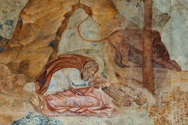 Pisa, Camposanto Monumentale: “Tebaide”,
storie degli Eremiti e dei Santi Padri ispirate alla “Vitae Patrum” del canonico domenicano Cavalca. Particolare con episodio con S. Antonio che veglia San Paolo morente. Affreschi di Buonamico Buffalmacco, 1336/1341.

[ENG]
Pisa, Monumental Cemetery: “Thebaid”, Stories of the Hermits and the Holy Fathers inspired by the Vitae Patrum by the Dominican Domenico Canon Cavalca. Detail with episode with St. Anthony watching over the dying St. Paul.
Frescoes by Buonamico Buffalmacco, 1336/1341.
Camposanto Monumentale, Pisa (PI), Toscana - Tuscany, Italia - Italy