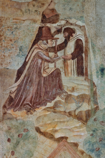 Pisa, Camposanto Monumentale: “Tebaide”,
storie degli Eremiti e dei Santi Padri ispirate alla “Vitae Patrum” del canonico domenicano Cavalca. Particolare con l’episodio della Pellegrina Tentatrice. La bella ignota nello sguardo tentatore, ancor più che nelle zampe artigliate, rivela la sua essenza diabolica.
Affreschi di Buonamico Buffalmacco, 1336/1341.

[ENG]
Pisa, Monumental Cemetery: “Thebaid”, Stories of the Hermits and the Holy Fathers inspired by the Vitae Patrum by the Dominican Domenico Canon Cavalca. Detail of the episode of the Temptress Pilgrim. The beautiful unknown woman's tempting gaze, even more than her clawed paws, reveals her diabolical nature.
Frescoes by Buonamico Buffalmacco, 1336/1341.
Camposanto Monumentale, Pisa (PI), Toscana - Tuscany, Italia - Italy