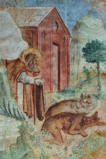Pisa, Camposanto Monumentale: “Tebaide”,
storie degli Eremiti e dei Santi Padri ispirate alla “Vitae Patrum” del canonico domenicano Cavalca. Particolare con Sant'Antonio che caccia il demonio. Affreschi di Buonamico Buffalmacco, 1336/1341.

[ENG]
Pisa, Monumental Cemetery: “Thebaid”, Stories of the Hermits and the Holy Fathers inspired by the Vitae Patrum by the Dominican Domenico Canon Cavalca. Detail with St. Anthony casting out the devil.
Frescoes by Buonamico Buffalmacco, 1336/1341.
Camposanto Monumentale, Pisa (PI), Toscana - Tuscany, Italia - Italy