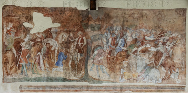 Pisa, Camposanto monumentale:
“Conversione e combattimento di Sant'Efisio contro i pagani di Sardegna”, affresco di Spinello Aretino, 1390/1391.

[ENG]
Pisa, Monumental Cemetery: 
“Conversion and Fight of Saint Ephysius against the Pagans of Sardinia”, fresco by Spinello Aretino, 1390/1391.
Camposanto Monumentale, Pisa (PI), Toscana - Tuscany, Italia - Italy