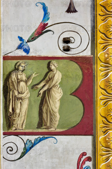 Palermo, Palazzo Reale o Palazzo dei Normanni, Appartamento Reale, Sala d'Ercole (Parlamento
dell'Assemblea Regionale Siciliana):  particolare di fregio decorativo (pittura murale a secco).

[ENG]
Palermo, The Royal Palace or Palazzo dei Normanni (Palace of the Normans), the Royal Apartment, The Hercules Hall (Parliament of the Sicily Regional Assembly): detail of decorative frieze (dry wall painting).
Palazzo Reale (Palazzo dei Norma, Palermo (PA), Sicilia - Sicily, Italia - Italy