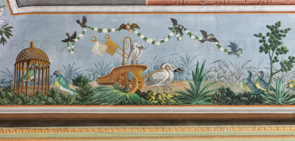 Palermo, Palazzo Reale o Palazzo dei Normanni, Appartamento Reale, Sala   degli Uccell, volta affrescata: dettaglio con cigni e altri uccelli.

[ENG]
Palermo, The Royal Palace or Palazzo dei Normanni (Palace of the Normans), The Royal Apartment, the Birds Room, the frescoed vault: detail with swans and other birds.
Palazzo Reale (Palazzo dei Norma, Palermo (PA), Sicilia - Sicily, Italia - Italy