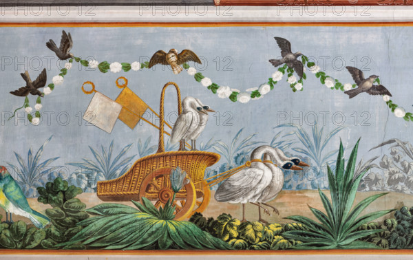 Palermo, Palazzo Reale o Palazzo dei Normanni, Appartamento Reale, Sala   degli Uccell, volta affrescata: dettaglio con cigni e altri uccelli.

[ENG]
Palermo, The Royal Palace or Palazzo dei Normanni (Palace of the Normans), The Royal Apartment, the Birds Room, the frescoed vault: detail with swans and other birds.
Palazzo Reale (Palazzo dei Norma, Palermo (PA), Sicilia - Sicily, Italia - Italy