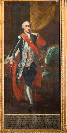 Palermo, Palazzo Reale o Palazzo dei Normanni, Appartamento Reale, Sala dei Viceré: "Marcantonio Colonna", Vicere´ dal 1774 al 1779; dipinto a olio  attribuito di Vincenzo Manno (1750 ca-1821).

[ENG]
Palermo, The Royal Palace or Palazzo dei Normanni (Palace of the Normans), The Royal Apartment, The Viceroy Room: "Marcantonio Colonna, Viceroy from 1774 to 1779; oil painting attributed to Vincenzo Manno (1750 ca-1821).
Palazzo Reale (Palazzo dei Norma, Palermo (PA), Sicilia - Sicily, Italia - Italy