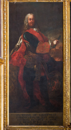 Palermo, Palazzo Reale o Palazzo dei Normanni, Appartamento Reale, Sala dei Viceré: "Duca Eustachio de la Viefuille", Vicere´ dal 1747 al 1754; dipinto a olio attribuito a Gaspare Serenario (1694-1759).

[ENG]
Palermo, The Royal Palace or Palazzo dei Normanni (Palace of the Normans), The Royal Apartment, The Viceroy Room: "Duke Eustachio de la Viefuille", Viceroy from 1747 to 1754; oil painting attributed to Gaspare Serenario (1694-1759).
Palazzo Reale (Palazzo dei Norma, Palermo (PA), Sicilia - Sicily, Italia - Italy