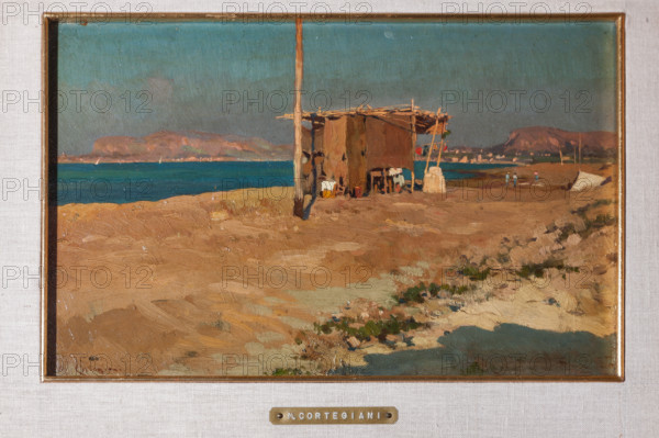 Palermo, Palazzo Reale o Palazzo dei Normanni, Appartamento Reale, Stanza del Segretario generale, Quadreria del Palazzo: "Spiaggia con capanno", di Michele Cortegiani, XIX secolo.

[ENG]
Palermo, The Royal Palace or Palazzo dei Normanni (Palace of the Normans), The Royal Apartment, Room of the General Secretary, Collection of paintings. "Beach and Hut", by Michele Cortegiani, XIX century.
Palazzo Reale (Palazzo dei Norma, Palermo (PA), Sicilia - Sicily, Italia - Italy