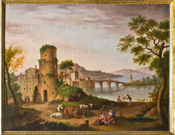 Palermo, Palazzo Reale o Palazzo dei Normanni, Appartamento Reale, Stanza del Segretario generale, Quadreria del Palazzo: "Paesaggio", dipinto di Andrea Sottile,  secolo XIX.

[ENG]
Palermo, The Royal Palace or Palazzo dei Normanni (Palace of the Normans), The Royal Apartment, Room of the General Secretary, Collection of paintings: "Landscape", painting by Andrea Sottile, XIX century.
Palazzo Reale (Palazzo dei Norma, Palermo (PA), Sicilia - Sicily, Italia - Italy