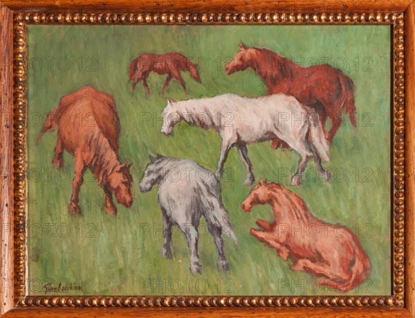 Palermo, Palazzo Reale o Palazzo dei Normanni, Appartamento Reale, Stanza del Segretario generale, Quadreria del Palazzo: "Cavalli", dipinto di Gianbecchina  (Giovanni Becchina),  secolo XX.

[ENG]
Palermo, The Royal Palace or Palazzo dei Normanni (Palace of the Normans), The Royal Apartment, Room of the General Secretary, Collection of paintings: "Horses", painting by Gianbecchina  (Giovanni Becchina), XX century.
Palazzo Reale (Palazzo dei Norma, Palermo (PA), Sicilia - Sicily, Italia - Italy