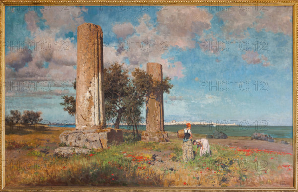 Palermo, Palazzo Reale o Palazzo dei Normanni, Appartamento Reale, Sala dei Paesaggi: "Tempio di Giove a Siracusa", dipinto di Ettore de Maria Bergler.

[ENG]
Palermo, The Royal Palace or Palazzo dei Normanni (Palace of the Normans), The Royal Apartment, the Landscape Room: "The Temple of Jupiter in Syracuse", painting by Ettore de Maria Bergler.
Palazzo Reale (Palazzo dei Norma, Palermo (PA), Sicilia - Sicily, Italia - Italy