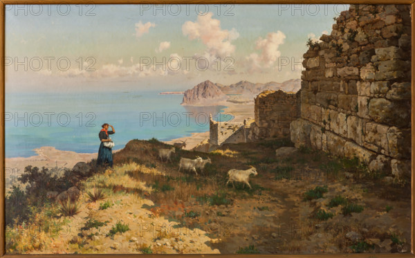 Palermo, Palazzo Reale o Palazzo dei Normanni, Appartamento Reale, Sala dei Paesaggi: "Le mura ciclopiche del Monte Erice", dipinto di Michele Cortegiani.

[ENG]
Palermo, The Royal Palace or Palazzo dei Normanni (Palace of the Normans), The Royal Apartment, the Landscape Room: "The Cyclopean walls of Mount Erice", painting by Michele Cortegiani.
Palazzo Reale (Palazzo dei Norma, Palermo (PA), Sicilia - Sicily, Italia - Italy