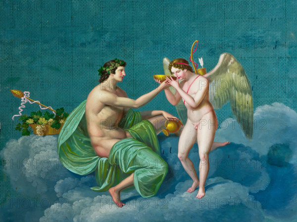 Palermo, Palazzo Reale o Palazzo dei Normanni, Appartamento Reale, Sala Pompeiana: "Bacco e Cupido", pittura murale a secco di Giuseppe Patania, 1830 circa.

[ENG]
Palermo, The Royal Palace or Palazzo dei Normanni (Palace of the Normans), The Royal Apartment, the Pompeiana Room: "Bacchus and Cupid", dry wall painting by Giuseppe Patania, about 1830.
Palazzo Reale (Palazzo dei Norma, Palermo (PA), Sicilia - Sicily, Italia - Italy