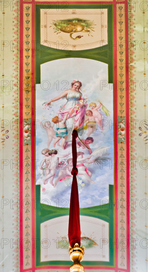 Palermo, Palazzo Reale o Palazzo dei Normanni, Appartamento Reale, Sala Gregorietti  (sala accanto a quella Pompeiana): affresco della volta raffigurante l'Allegoria della Primavera decorato dal palermitano Salvatore Gregorietti. Tale stanza è sala lettura per i parlamentari.

[ENG]
Palermo, The Royal Palace or Palazzo dei Normanni (Palace of the Normans), The Royal Apartment, The Gregorietti Room (the room beside the Pompeiana Room): fresco of the vault depicting the Allegory of Spring, by Salvatore Gregorietti. This room is the reading one for the members of the Parliament.
Palazzo Reale (Palazzo dei Norma, Palermo (PA), Sicilia - Sicily, Italia - Italy