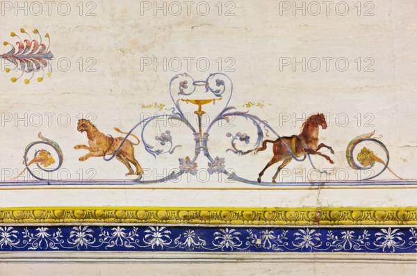 Palermo, The Royal Palace or Palazzo dei Normanni (Palace of the Normans), The Royal Apartment, The Red Room: detail of the decoration depicting a tiger and a horse.
Palazzo Reale (Palazzo dei Norma, Palermo (PA), Sicilia - Sicily, Italia - Italy