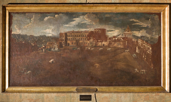 Palermo, Palazzo Reale o Palazzo dei Normanni, Appartamento Reale, Stanza del Monetiere (accanto al Gabinetto Cinese):   "Veduta di Palazzo Reale intorno al 1760", di anonimo siciliano del XVIII secolo.

[ENG]
Palermo, The Royal Palace or Palazzo dei Normanni (Palace of the Normans), The Royal Apartment, The Monetiere Room (next to the Chinese Room): "View of the Royal Palace about 1760", by Sicilian anonymous artist, XVIII century.
Palazzo Reale (Palazzo dei Norma, Palermo (PA), Sicilia - Sicily, Italia - Italy