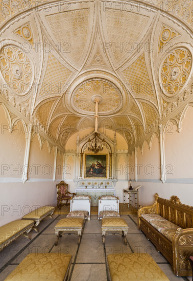 Palermo, Palazzo Reale o Palazzo dei Normanni,  Torre Joharia, appartamenti reali di età borbonica: veduta della cappella privata neogotica.

[ENG]
Palermo, The Royal Palace or Palazzo dei Normanni (Palace of the Normans),The Joharia Tower, the Borbone Royal apartments:  neo-Gothic private chapel.
Palazzo Reale (Palazzo dei Norma, Palermo (PA), Sicilia - Sicily, Italia - Italy