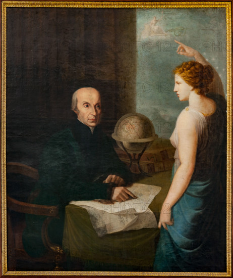 Palermo, Palazzo Reale o Palazzo dei Normanni, Torre Pisana, Osservatorio Astronomico "Giuseppe Piazzi": ritratto dell'astronomo e cartografo Giuseppe Piazzi, primo scopritore del pianeta nano Cerere. Qui è raffigurato con un'allegoria della dea greca.

[ENG]
Palermo, The Royal Palace or Palazzo dei Normanni (Palace of the Normans), the Pisana Tower, The Astronomical Observatory "Giuseppe Piazzi" : painting which portrays the astronomer Giuseppe Piazzi. His most famous discovery was the first dwarf planet, Ceres. Here is depicted with an allegory of the greek goddess.
Palazzo Reale (Palazzo dei Norma, Palermo (PA), Sicilia - Sicily, Italia - Italy