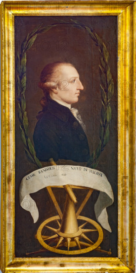 Palermo, Palazzo Reale o Palazzo dei Normanni, Torre Pisana, Osservatorio Astronomico "Giuseppe Piazzi": ritratto di Jesse Ramsden, che fu uno dei più famosi costruttori inglesi di strumenti scientifici della seconda metà del XVIII secolo. A Ramsden si deve l'invenzione (1775) di una macchina da dividere semiautomatica, capace di tracciare le scale graduate su sestanti e su altri strumenti nautici e astronomici. Migliorò la manifattura di sestanti, di teodoliti, di barometri, di micrometri e di innumerevoli altri apparecchi.
Fra i più importanti strumenti da lui costruiti ricordiamo il grande cerchio astronomico dell'Osservatorio di Palermo. Nel 1786 fu eletto membro della Royal Society di Londra e, otto anni dopo, dell'Accademia Imperiale di San Pietroburgo. Nel 1795 gli fu conferita la Copley Medal, la più significativa onorificenza scientifica del tempo istituita dalla Royal Society nel 1736 grazie al lascito di Sir Godfrey Copley..

[ENG]
Palermo, The Royal Palace or Palazzo de...