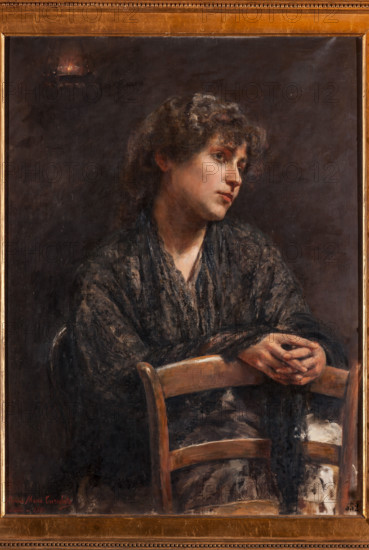 Palermo, Palazzo Reale o Palazzo dei Normanni, R1, commissioni:  "Ritratto di fanciulla con sedia", dipinto  di Anna Maria Cariolato (1890).
[ENG]
Palermo, The Royal Palace or Palazzo dei Normanni (Palace of the Normans), R1, Assignments: "Portrait of girl with a chair", painting by Anna Maria Cariolato (1890).
Palazzo Reale (Palazzo dei Norma, Palermo (PA), Sicilia - Sicily, Italia - Italy