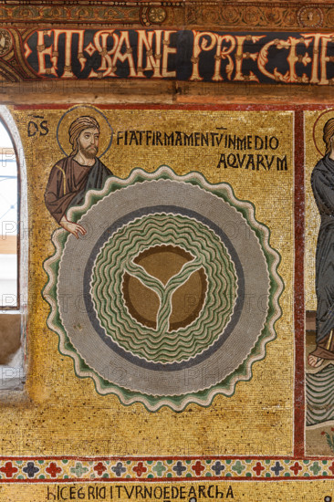 Palermo, Palazzo Reale o Palazzo dei Normanni,  Cappella Palatina (Basilica), ciclo di mosaici Vecchio Testamento, ciclo della Creazione: "Creazione del cielo e della terra", XII secolo.

[ENG]
Palermo, The Royal Palace or Palazzo dei Normanni (Palace of the Normans), The Palatine Chapel (Basilica), cycle of mosaics on the Old Testament, cycle of the Creation: "The Creation of the Sky and the Earth", XII century.
Palazzo Reale (Palazzo dei Norma, Palermo (PA), Sicilia - Sicily, Italia - Italy