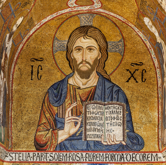 Palermo, Palazzo Reale o Palazzo dei Normanni,  Cappella Palatina (Basilica), abside meridionale o absidiola di San Paolo, mosaici: "Cristo Pantocrator" e "Natività", secolo XII.

[ENG]
Palermo, The Royal Palace or Palazzo dei Normanni (Palace of the Normans), The Palatine Chapel (Basilica), Southern apse or St. Paul's "absidiola", mosaics: "Christ Pantocrator" and "Nativity", XII century.
Palazzo Reale (Palazzo dei Norma, Palermo (PA), Sicilia - Sicily, Italia - Italy