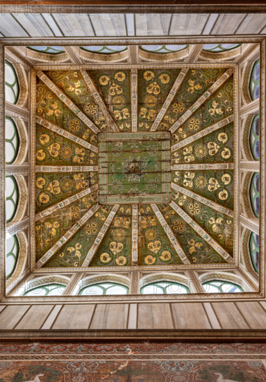 Palermo, Palazzo Reale o Palazzo dei Normanni, Torre Joharia, Sala dei Venti: cuspide lignea con al centro la Rosa dei Venti. 

[ENG]
Palermo, The Royal Palace or Palazzo dei Normanni (Palace of the Normans), Joharia Tower, the Winds Room: wooden cusp with the Rose of the Winds  (Compass Rose) at its centre.
Palazzo Reale (Palazzo dei Norma, Palermo (PA), Sicilia - Sicily, Italia - Italy