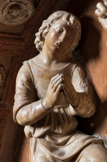 Modena, Duomo, interno, navata destra: monumento funerario dedicato a Francesco Molza; di Bartolomeo Spani, 1516. Marmo di Carrara, marmo proconnesio, pietra d'Istria e rosso ammonitico.

[ENG]
Modena, Cathedral, interior, right aisle: funerary monument dedicated to Francesco Molza; Bartolomeo Spani, 1516. Carrara marble, Proconnesian marble, Istrian stone and red ammonitic stone.