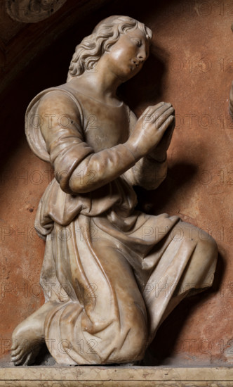 Modena, Duomo, interno, navata destra: monumento funerario dedicato a Francesco Molza; di Bartolomeo Spani, 1516. Marmo di Carrara, marmo proconnesio, pietra d'Istria e rosso ammonitico.

[ENG]
Modena, Cathedral, interior, right aisle: funerary monument dedicated to Francesco Molza; Bartolomeo Spani, 1516. Carrara marble, Proconnesian marble, Istrian stone and red ammonitic stone.