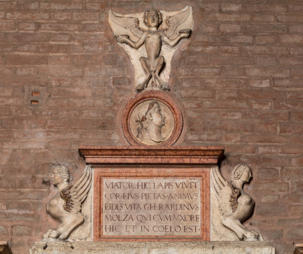 Modena, Duomo, interno, navata destra: monumento funerario dedicato a Francesco Molza; di Bartolomeo Spani, 1516. Marmo di Carrara, marmo proconnesio, pietra d'Istria e rosso ammonitico.

[ENG]
Modena, Cathedral, interior, right aisle: funerary monument dedicated to Francesco Molza; Bartolomeo Spani, 1516. Carrara marble, Proconnesian marble, Istrian stone and red ammonitic stone.