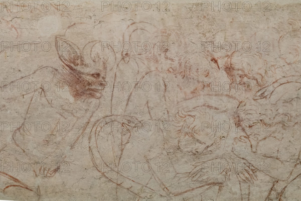 Pisa, Museo delle sinopie:
“Inferno”.  Sinopia preparatoria degli affreschi di Buonamico Buffalmacco, 1336/1341 nel Camposanto di Pisa.
Particolare con il girone di scismatici e scomunicati. 

[ENG]
Pisa, Monumental Cemetery: “Hell”. Preparatory sinopia to the frescoes by Buonamico Buffalmacco in the Monumental Cemetery, 1336/1341.
Detail with the circle of schismatics and excommunicated.
Museo delle sinopie, Pisa (PI), Toscana - Tuscany, Italia - Italy