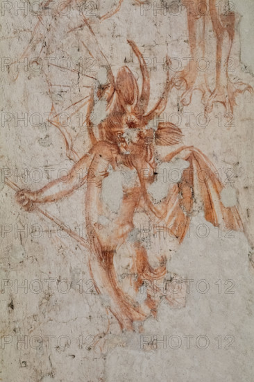 Pisa, Camposanto monumentale: ”Trionfo della Morte”, particolare degli affreschi di Buonamico Buffalmacco, 1336/1341. Dettaglio con la battaglia tra angeli e demoni pipistrello per le anime dei defunti. 

[ENG]
Pisa, Monumental Cemetery: "Triumph of Death," detail of the frescoes by Buonamico Buffalmacco, 1336/1341. Detail with the battle between angels and bat demons for the souls of the deceased.
Camposanto Monumentale, Pisa (PI), Toscana - Tuscany, Italia - Italy