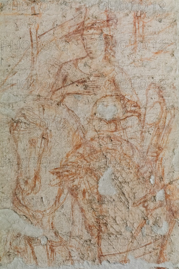 Pisa, Museo delle sinopie: ”Trionfo della Morte”, sinopia preparatoria agli affreschi di Buonamico Buffalmacco per il Camposanto, 1336/1341. Dettaglio con  nobildonna a cavallo.

[ENG]
Pisa, Sinopia Museum: "Triumph of Death," preparatory sinopia of the frescoes by Buonamico Buffalmacco for the Monumental Cemetery, 1336/1341. Detail with  noble gentlewoman riding a horse.
Camposanto Monumentale, Pisa (PI), Toscana - Tuscany, Italia - Italy