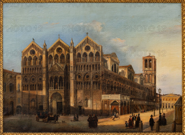 Collezione Assicoop Unipol, inv. n°  887: 
Chittò Giuseppe Barucchi (1816-1900); “Il Duomo di Ferrara” ; olio su tela, cm. 55x75.

[ENG]
Chittò Giuseppe Barucchi (1816-1900); “The Ferrara Duomo” ; oil painting on canvas, cm. 55x75.
Collezione Assicoop - Unipol, Modena (MO), Emilia Romagna, Italia - Italy