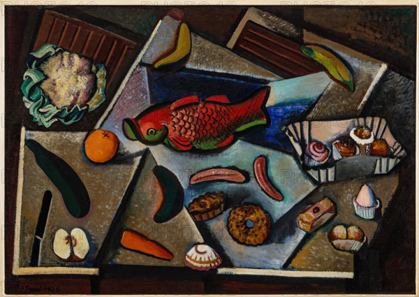 Collezione Assicoop Unipol, inv. n°  907: 
Achille Funi (1890-1972); “Natura morta”, olio su compensato, 70x100 cm.

[ENG]
Achille Funi (Ferrara 1890-1972); ”Still Life”; oil painting on plywood, 70x100 cm.
Collezione Assicoop - Unipol, Modena (MO), Emilia Romagna, Italia - Italy