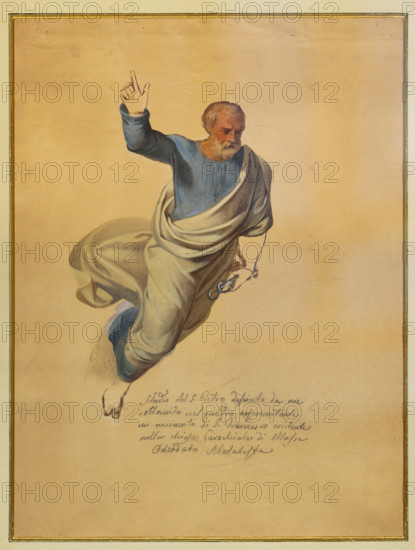 Collezione Assicoop Unipol, inv. n° 965: 
Adeodato Malatesta (1806 - 1891); “San Pietro” (acquerello, cm. 37,5 x 28).

[ENG]
Adeodato Malatesta (1806 - 1891); “Saint Peter” (watercolour, cm. 37,5 x 28).
Collezione Assicoop - Unipol, Modena (MO), Emilia Romagna, Italia - Italy