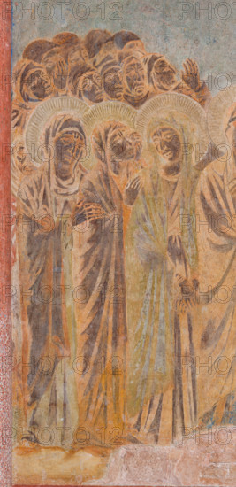 Assisi, Basilica superiore di San Francesco, transetto meridionale, parete est, Crocifissione: particolare con le Pie Donne. 
Affreschi di Cimabue (Cenni di Pepo 1277-1283?).

[ENG]
Assisi, Upper Basilica of San Francis, south transept, east wall, Crucifixion: detail with the Pious Women.
Frescoes by Cimabue (Cenni di Pepo 1277-1283?).
Basilica superiore di San France, Assisi (PG), Umbria, Italia - Italy
